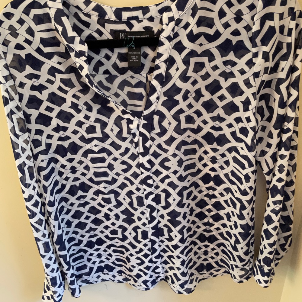 Navy and white printed tunic